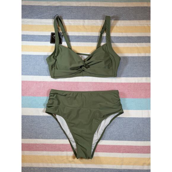 Zaful Olive Green Crisscross Bikini - Size 6 - NWT - Picture 1 of 9